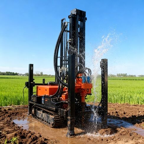 Deep Borehole Water Drill Rig | Pneumatic High Power Drilling Machine | Water Well Drill Rig for Farms, Mining Sites, and Construction Projects with Strong Penetration and Durability. in Kuwait