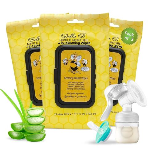 BELLA B Nipple Nurture 3-Piece Breast Wipes/Baby Wipe Bundle - Breast Pump Cleaning Wipes - Nursing and Breastmilk Wipes in Saudi Arabia