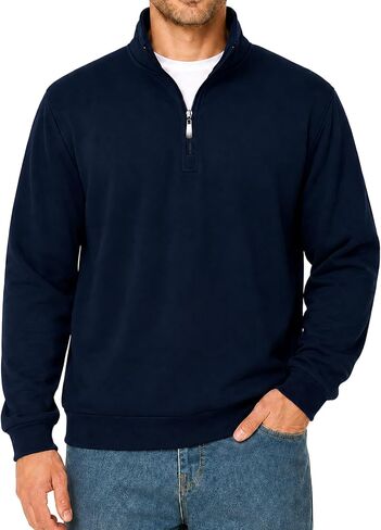 Mens Quarter Zip Pullover Lightweight Mock Neck Sweatshirt Casual Long Sleeve Sweaters in Saudi Arabia