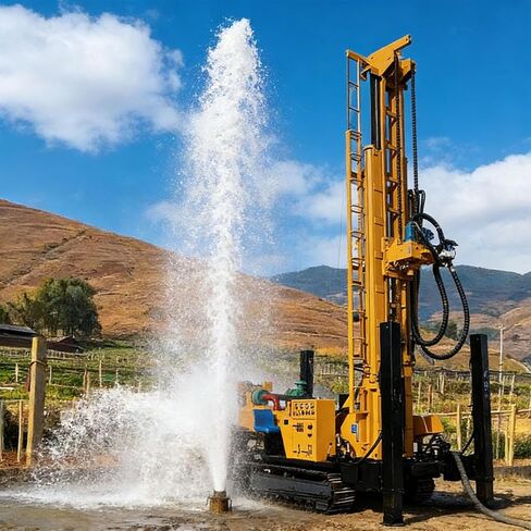 Deep Well Drilling Rig | Pneumatic Water Borehole Machine for Hard Rock | Borehole Water Well Drill Rig for Agriculture, Mining Exploration, and Construction Projects with Strong Drilling Capacity. in Kuwait