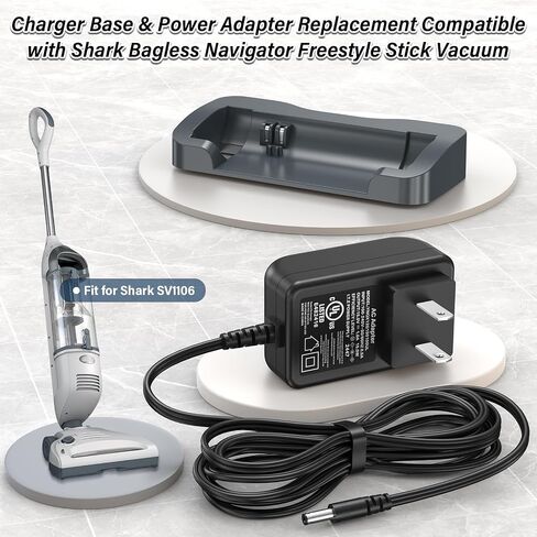 15V Power Adapter and Charger Base Compatible with Shark SV1106 SV1114 | Power Cord & Chaging Base Fit for SV1112 SV1110 SV1107 14.4V Battery Navigator Upright Bagless Cordless Stick Vacuum Cleaner in Kuwait