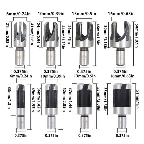 (8 Pack) Carbon Steel Wood Plug Hole Cutter Dowel Maker Shank Drill Bit Set in Kuwait