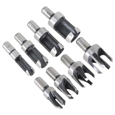 (8 Pack) Carbon Steel Wood Plug Hole Cutter Dowel Maker Shank Drill Bit Set in Kuwait