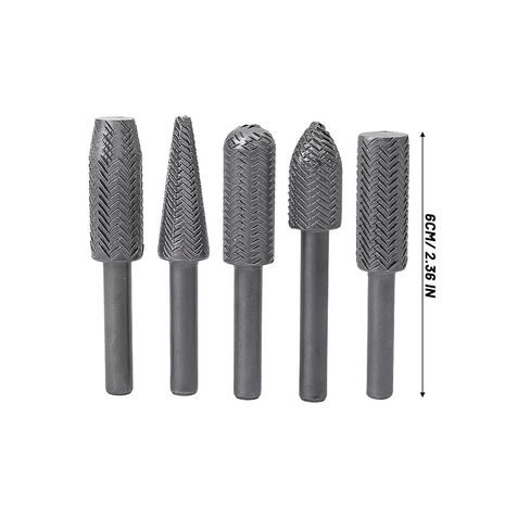 5Pcs Rotary Rasp File Set Steel File 6mm Shank Carving Bit Double Cutter Rotary File Super Hard for Metal Wood Grinding ﻿ in Kuwait