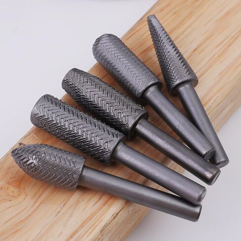 5Pcs Rotary Rasp File Set Steel File 6mm Shank Carving Bit Double Cutter Rotary File Super Hard for Metal Wood Grinding ﻿ in Kuwait