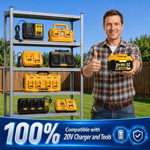 6 Packs 12000mAh Extended Runtime Lithium Battery Replacement for Dewalt 20V Max Battery Compatible with Dewalt Battery DCB200, DCB204, DCB205, DCB206, DCB207 DCD/DCF/DCG Series Cordless Power Tools in Kuwait