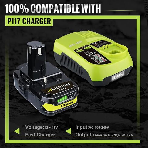 KINGTIANLE 【2-Pack】 4.0Ah Lithium-Ion Battery for Ryobi 18V Tools, Replacement for P107 P108, Compatible with All Ryobi 18V Cordless Power Tools, Extended Runtime & Superior Performance in Kuwait