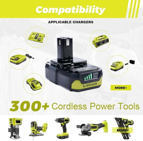 KINGTIANLE 【2-Pack】 4.0Ah Lithium-Ion Battery for Ryobi 18V Tools, Replacement for P107 P108, Compatible with All Ryobi 18V Cordless Power Tools, Extended Runtime & Superior Performance in Kuwait