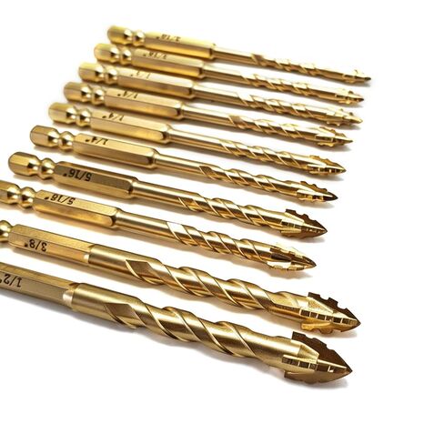 FEWELL Masonry Drill Bit 10pcs, Serrated Carbide Drill Bit 3/16"-1/2" | Concrete Drill Bit Set for Concrete Glass Brick Cement Tile Marble Wood in Kuwait