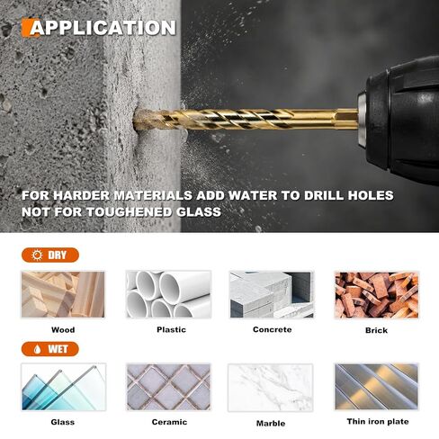 FEWELL Masonry Drill Bit 10pcs, Serrated Carbide Drill Bit 3/16"-1/2" | Concrete Drill Bit Set for Concrete Glass Brick Cement Tile Marble Wood in Kuwait
