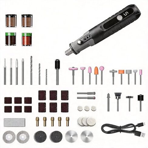 Cordless Rotary Tool, 5-Speed Mini Rotary Tool Kit with 138 Accessories, 3.7V Type-C Charging & LED Light, Multi-Purpose for Engraving Sanding Polishing Drilling DIY Crafts Wood Metal Resin in Kuwait