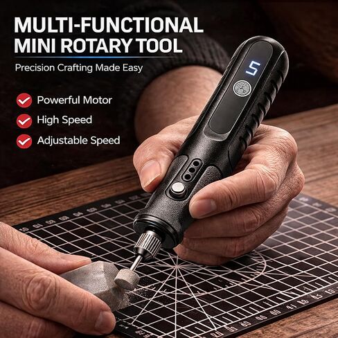 Cordless Rotary Tool, 5-Speed Mini Rotary Tool Kit with 138 Accessories, 3.7V Type-C Charging & LED Light, Multi-Purpose for Engraving Sanding Polishing Drilling DIY Crafts Wood Metal Resin in Kuwait