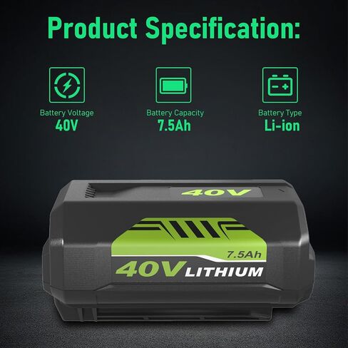 2Pack Upgraded 7500mAh OP4026A Battery Replacement for Ryobi 40v Battery Lithium 7.5Ah Compatible with Ryobi 40v OP4026A OP40601 OP4050A OP4040 OP4075A Compatible with Batteries 40V Power Tools in Kuwait