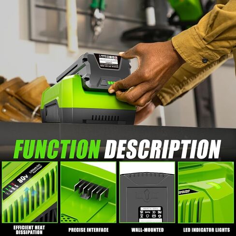 4.0A Replacement Rapid Charger for Greenworks 80V Battery Charger GCH8040 2958602AZ 2964602 GCH8020 2936802, Compatible with Greenworks Pro 80V Battery GBA80200 GBA80250 GBA80400 GBA80500 in Kuwait