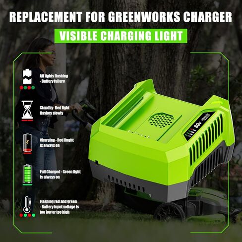4.0A Replacement Rapid Charger for Greenworks 80V Battery Charger GCH8040 2958602AZ 2964602 GCH8020 2936802, Compatible with Greenworks Pro 80V Battery GBA80200 GBA80250 GBA80400 GBA80500 in Kuwait
