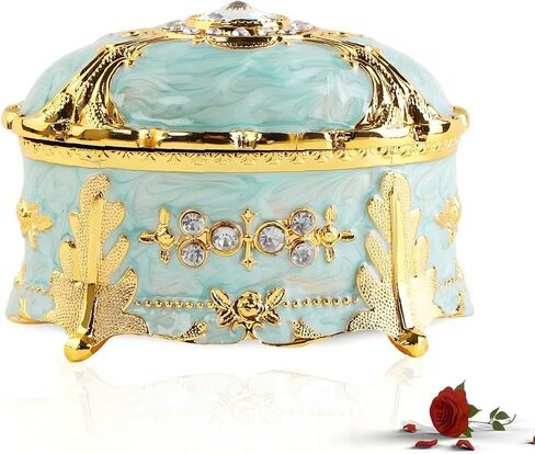Vintage Purple Oval Jewelry Box, Metal Small Trinket Box,Portable Mini Jewelry Decorative Box for Earrings, Rings,Necklaces and Bracelets,Valentine Day Gift for Girls and Women,Home Decor in Saudi Arabia