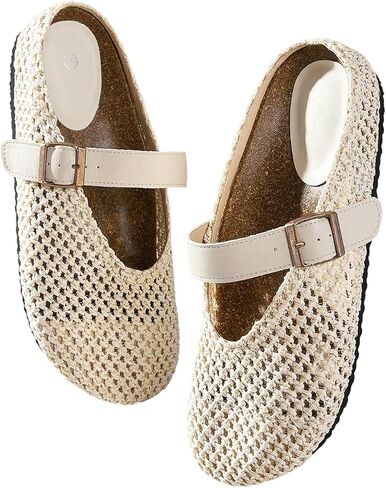 MakeMeChic Women's Woven Mules Sandals Mesh Flats Closed Toe Slide On Clogs Beach Comfort Flats Shoes in Kuwait