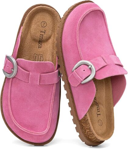 Womens 100% Genuine Suede Clogs Arch Support | Memory Foam Slip-on Mules Cork Footbed Sandals Potato Shoes for Teachers,Office Workers in Kuwait