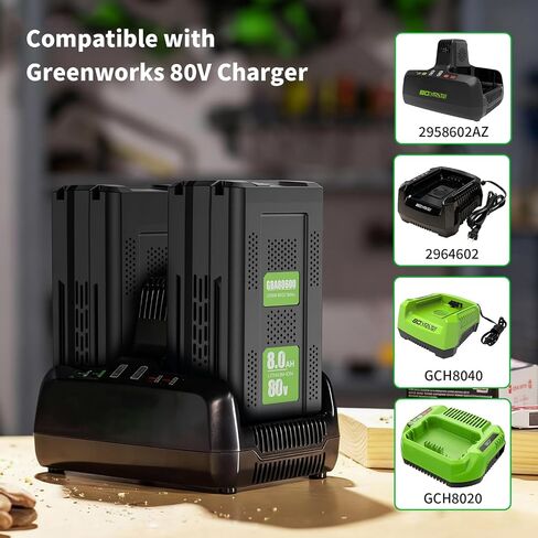 Upgraded High Capacity 80V 8.0Ah Replacement for Greenworks Pro 80V Battery GBA80200 GBA80250 GBA80300 GBA80400 GBA80500 Compatible with Greenworks 80 Volt Battery Power Tool in Kuwait