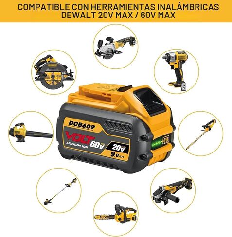 DCB609 60V MAX Replace for dewalt 60v max Battery, 20V/60V MAX 9.0Ah, Compatible with Original Power Tools and Chargers in Kuwait