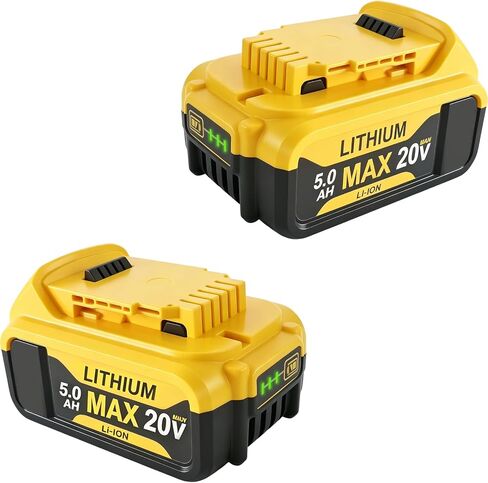 HHMM Replacement for Dewalt 20V Max Battery（2 Pack）: 5.0Ah Lithium Batteries Compatible with Dewalt Battery DCB180 DCB200 DCB204 DCB205 DCB206 DCB208 in Kuwait