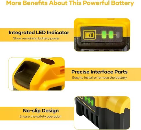 HHMM Replacement for Dewalt 20V Max Battery（2 Pack）: 5.0Ah Lithium Batteries Compatible with Dewalt Battery DCB180 DCB200 DCB204 DCB205 DCB206 DCB208 in Kuwait