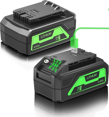6.0Ah Replacement for Greenworks 24V Battery 29842 29852 LB24A020 for Greenworks 24V Trimmer Weed Blower (2 Packs) in Kuwait