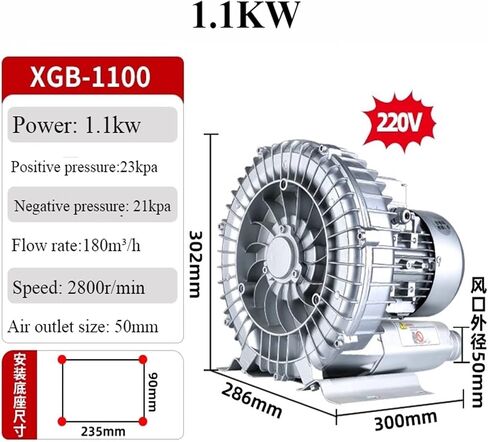 high pressure vortex fan High pressure vortex fan oxygenation vortex air pump turbine 220v strong suction industrial blower(1.1KW 220V) in Kuwait