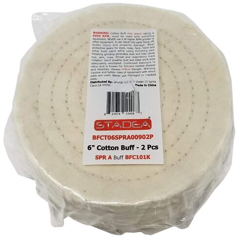 BFC101K Buffing Polishing Wheels for Bench Grinder 6 Inch | Pro Grade Extra Thick (90 Ply) White Super Soft Cloth - Pack of 2 in Kuwait