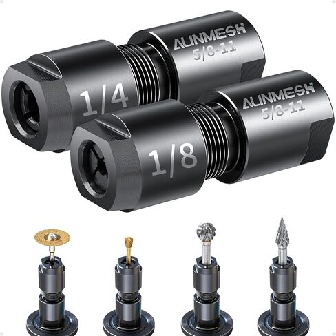 Angle Grinder to Die Grinder Adapter & Extension Shaft 2-Pack | Converts 5/8"-11 angle grinders to 1/4" die grinders. Includes extension shaft for tight spots. CNC machined adapter chuck. in Kuwait
