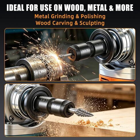 2Pcs Angle Grinder to Die Grinder Adapter, 5/8"-11 Thread Converter with 1/4" & 1/8" Collet Chuck, Heavy Duty Extension Rod for Wood Carving Metal Polishing Rotary Burrs in Kuwait