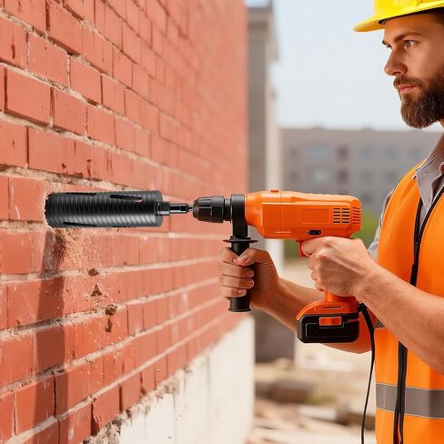 VEVOR Core Drill Bit, 3 inch Diameter, 9-1/2 inch Drilling Depth, 5/8-11 Internal Thread, Diamond Dry Coring Bit with 3 Adapters, Pilot Drill and Hex Wrench, for Concrete, Red Bricks, and Masonry in Kuwait