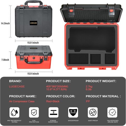 Air Compressor Storage Case for Milwaukee M18 Tire Inflator 2848-20 | Custom Hard-Shell Box, Waterproof & Shockproof, for Battery3.0 to 12.0Ah & Charger, for Roadside Emergency Tire Inflation in Kuwait