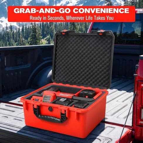 Air Compressor Storage Case for Milwaukee M18 Tire Inflator 2848-20 | Custom Hard-Shell Box, Waterproof & Shockproof, for Battery3.0 to 12.0Ah & Charger, for Roadside Emergency Tire Inflation in Kuwait