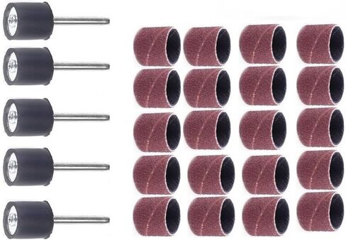 25Pcs Sanding Drum Kit for Rotary Tools with Rods, 1/2 Inch Abrasive Grinding Heads 40-320 Grit for Metal Wood Polishing(40 Grit) in Kuwait