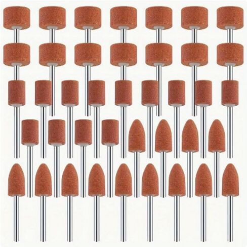 45 Pcs Aluminum Oxide Grinding Stones Set, 1/8" Shank Rotary Tool Accessories, 3 Sizes (10mm Rounded Cone, 10mm Cylinder, 15mm Cylinder), for Deburring, Rust Removal, Smoothing and Sharpening in Kuwait