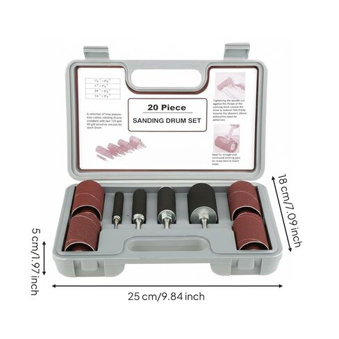Gralara 20 Pieces Sanding Drum Set Carry Handle Drum Sander Kit Long Rotary Tool Sanding Drums for Drill Press in Kuwait
