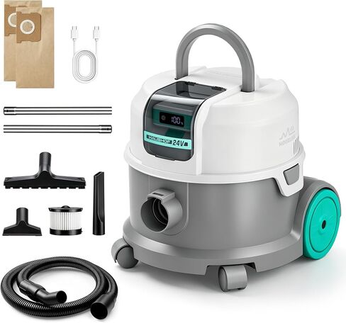 HAUSHOF 2.5 Gallon Cordless Wet Dry Vacuum Cleaner, Ultra Quiet Brushless Motor, 18KPa Powerful Suction, 24V 4.0Ah Battery, Portable Vacuum for Home, Car, Garage & Workshop in Kuwait