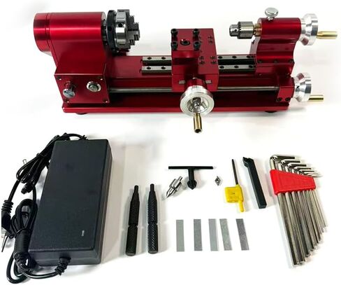 Mini Metal Lathe, Desktop Precision Mini Lathe Machine with 3 Jaw Chuck, Lead Screw & Tailstock, Compact Benchtop Lathes, Metal Working Lathes for Turning Drilling Thread Cutting in Kuwait