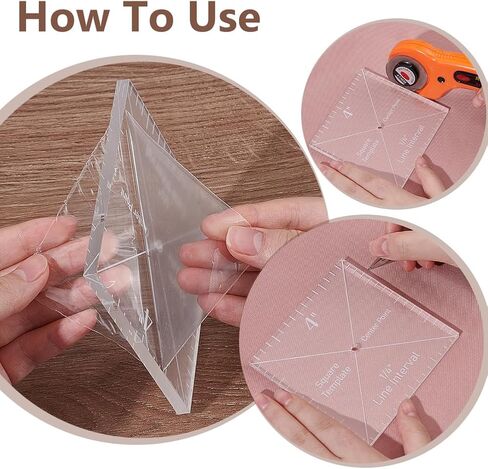 10pcs/Set Square Acrylic Quilting Ruler for Patchwork 2-5 Inches Transparent DIY Quilt Block Guide Set with 1/4" Line Interval Rectangle Quilting Template Removable for Drawing Cutting Sewing in Kuwait