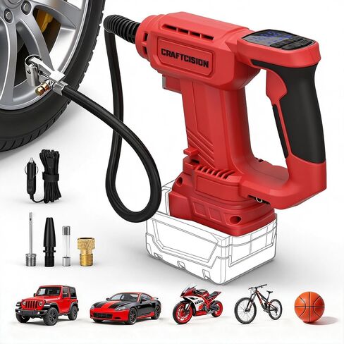 Car Tire Inflator Compatible with Milwaukee 18V Battery Air Compressor with Built-in Deflate Valve for Quick Air Release, Portable Electric Air Pump for Car, Bike, Ball(Bare Tool) in Kuwait