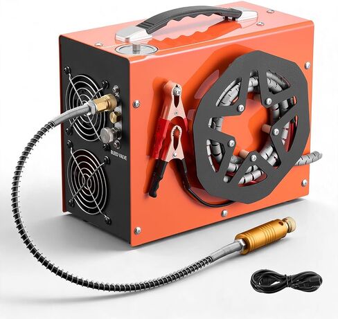 VEVOR PCP Air Compressor 4500PSI PCP Airgun Compressor & Built-in Converter, Auto Stop 350W DC12V/AC120V Portable Paintball Tank Compressors for Air Rifle, Scuba Diving Bottle in Kuwait