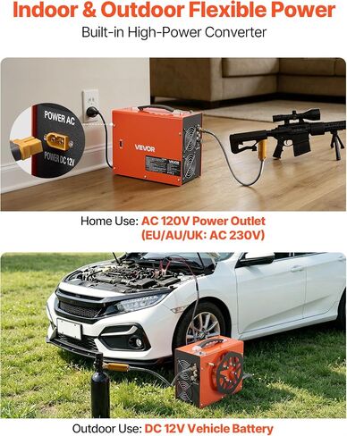 VEVOR PCP Air Compressor 4500PSI PCP Airgun Compressor & Built-in Converter, Auto Stop 350W DC12V/AC120V Portable Paintball Tank Compressors for Air Rifle, Scuba Diving Bottle in Kuwait