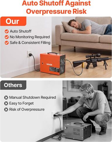 VEVOR PCP Air Compressor 4500PSI PCP Airgun Compressor & Built-in Converter, Auto Stop 350W DC12V/AC120V Portable Paintball Tank Compressors for Air Rifle, Scuba Diving Bottle in Kuwait