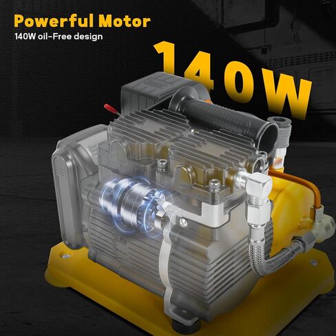 Cordless Air Compressor for Dewalt 20V Li-ion battery, 0.26 Gallon Portable Air Compressor, Oil-Free,78dB Ultra Quiet Portable Compressor for Woodwork Nailing, Garage, Car, Pneumatic Tool(No Battery) in Kuwait
