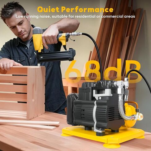 Cordless Air Compressor for Dewalt 20V Li-ion battery, 0.26 Gallon Portable Air Compressor, Oil-Free,78dB Ultra Quiet Portable Compressor for Woodwork Nailing, Garage, Car, Pneumatic Tool(No Battery) in Kuwait
