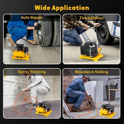 Cordless Air Compressor for Dewalt 20V Li-ion battery, 0.26 Gallon Portable Air Compressor, Oil-Free,78dB Ultra Quiet Portable Compressor for Woodwork Nailing, Garage, Car, Pneumatic Tool(No Battery) in Kuwait