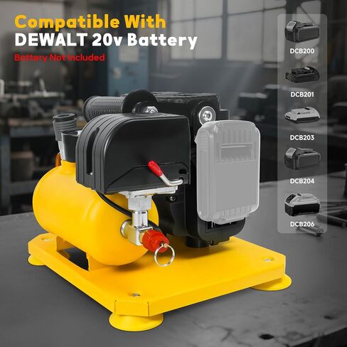 Cordless Air Compressor for Dewalt 20V Li-ion battery, 0.26 Gallon Portable Air Compressor, Oil-Free,78dB Ultra Quiet Portable Compressor for Woodwork Nailing, Garage, Car, Pneumatic Tool(No Battery) in Kuwait