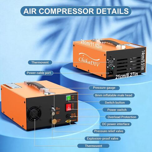 PCP Air Compressor 4500Psi, Fast Fill for Airguns or Paintball Tank, PCP air pump Auto Shut-Stop, Dual Power Dual Power 12V DC &110V/220V AC,350W Air Compressor for scuba tank in Kuwait