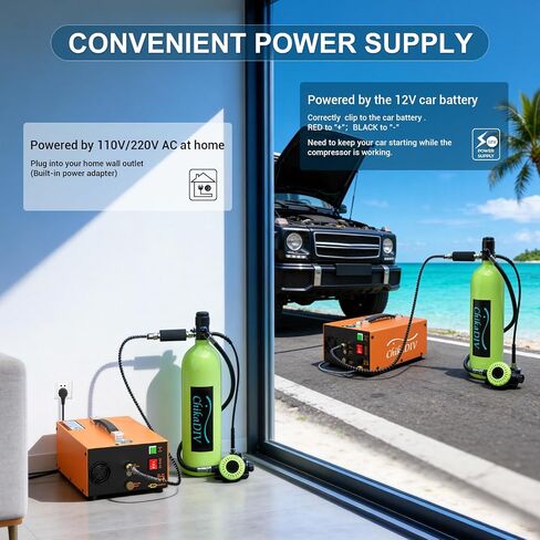 PCP Air Compressor 4500Psi, Fast Fill for Airguns or Paintball Tank, PCP air pump Auto Shut-Stop, Dual Power Dual Power 12V DC &110V/220V AC,350W Air Compressor for scuba tank in Kuwait